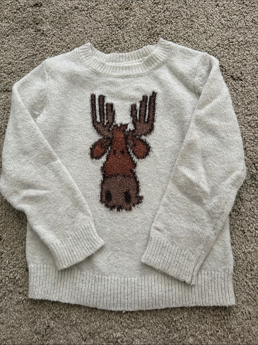 Cream Sweater with Brown Moose